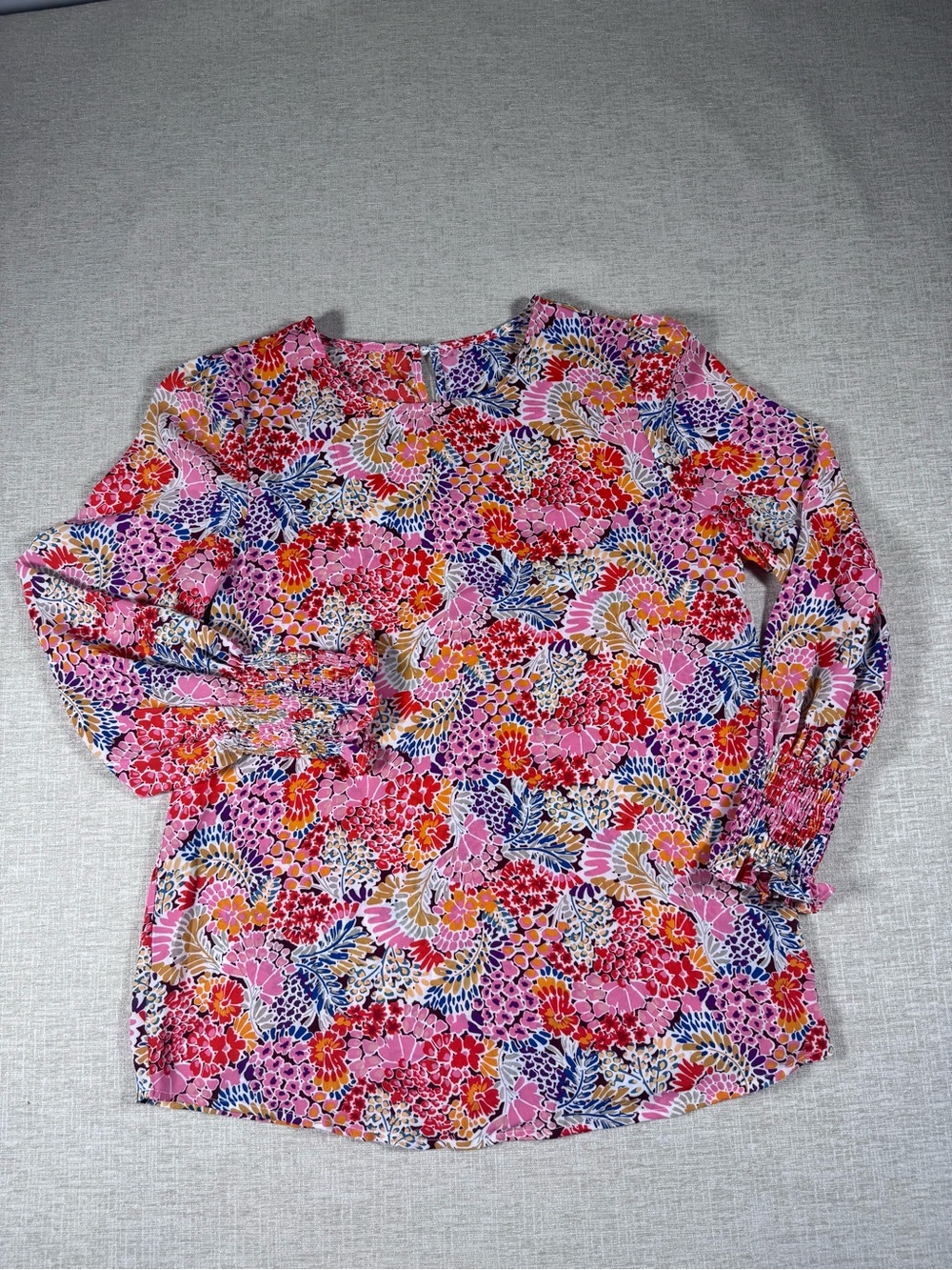 Floral Long-Sleeve Blouse - Pink Multi Lrg